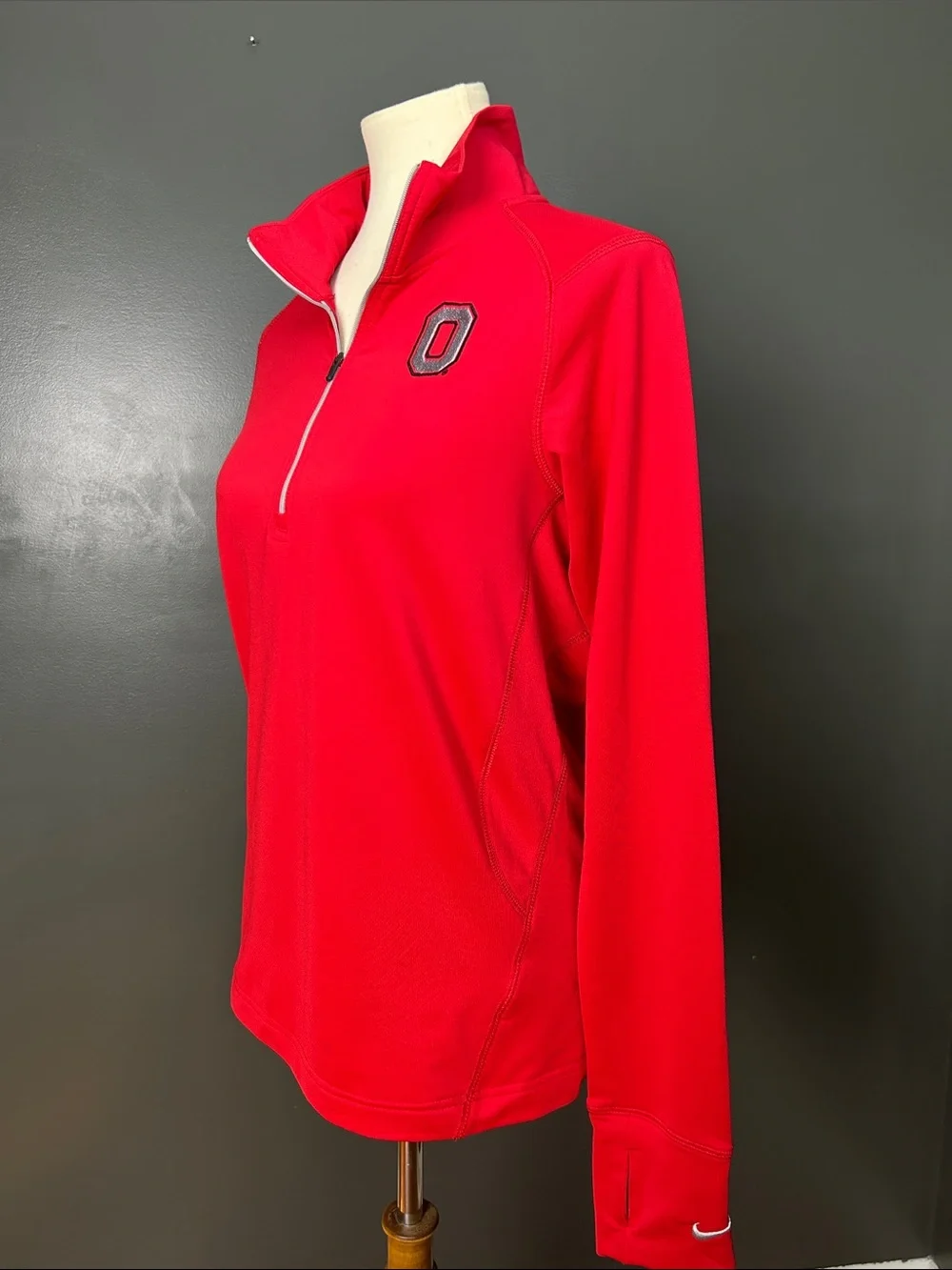 Ohio State Nike Women's Red Quarter-Zip Pullover with 'O' Patch